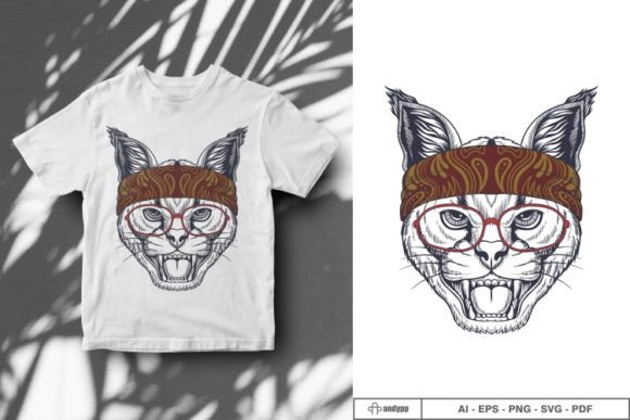 Caracal Wild Cat Hand Drawn Review for Embroidery Projects