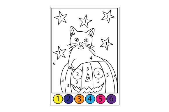Cat Face Pumpkin Color by Number Embroidery