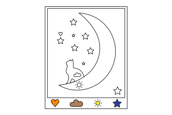 Cat Sitting on the Moon Color by Number