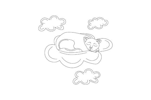 Cat Sleeping on Clouds - Line Art Review