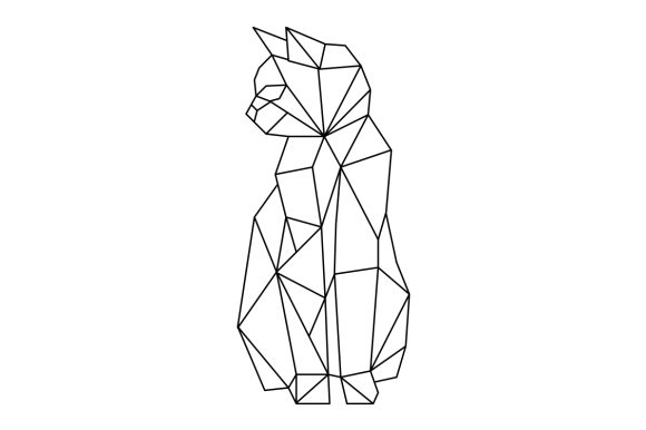 Polygon Cat Line Art for Embroidery Projects