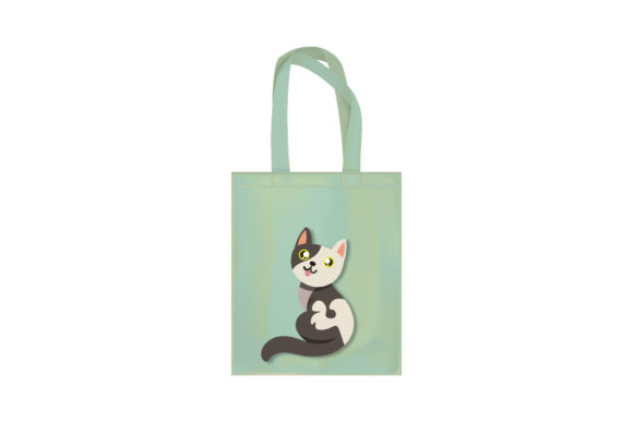 Tote Bag Cat Fashion Hand Happy Embroidery Design