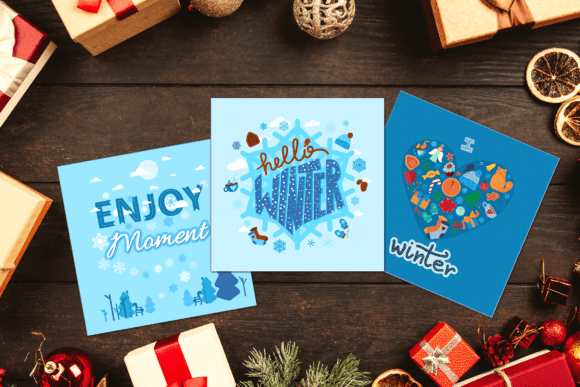 Winter Lettering Set for Embroidery Projects
